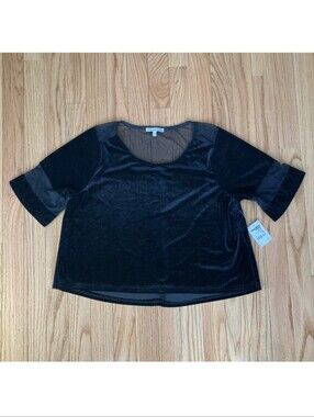 Black Velvet Mesh Crop Top New With Tag Small Charlotte Russe